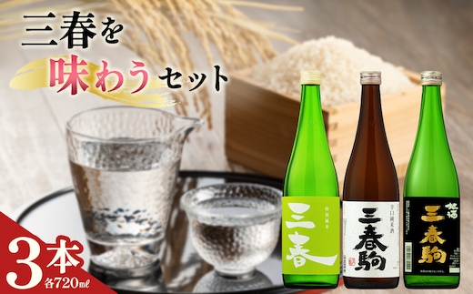三春を味わう3本セット（三春 特別純米原酒・三春駒 辛口純米酒・三春駒 黒ラベル 各720ml） 【地酒 さけ 日本酒 純米 原酒 清酒 アルコール 瓶 お中元 父の日 ギフト プレゼント 贈り物 贈答 お祝い ご自宅用】【07521-0197】