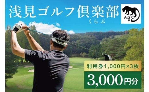 浅見ゴルフ倶楽部 利用券 3,000円分【名匠 浅見緑蔵設計 ゴルフ チケット 体験 券 トーナメントコース クラブハウス 茨城県 水戸市 】(OA-1)