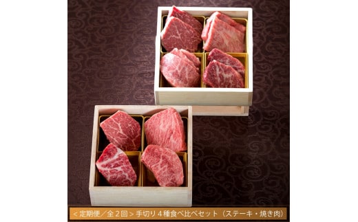 【定期便 / 全2回】常陸牛 肉匠の手切り4種 ステーキ 焼肉 食べ比べセット 66000円 黒毛和牛 国産牛 高級 内祝い 出産 結婚 ギフト対応 茨城県 水戸市【肉のイイジマ】（DU-9）