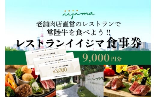 レストラン 食事券 水戸 茨城県 創業45年 レストランイイジマ 常陸牛 ディナー ランチ クーポン 寄付 3万円 9000円分 和牛 お歳暮 優待券 お食事券 体験 洋食 夫婦 返礼品 ギフト 故郷納税 お祝い（DU-123）