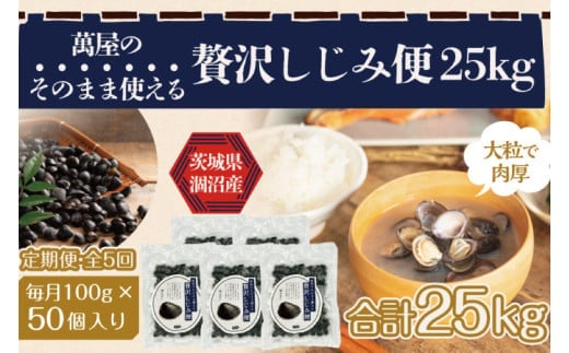 【5ヶ月定期便】涸沼産冷凍しじみ中粒５kg（100g×50p）【シジミ 中粒しじみ 産地直送 砂抜き済み 砂抜き 小分け包装 味噌汁 みそ汁 茨城県】（CA-30）