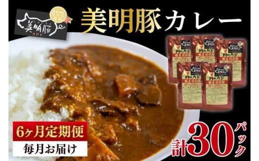 【6ヶ月定期便】【美明豚】カレー5パック 豚肉 ブランド豚 茨城県 水戸市 レトルト 食品 国産 老舗精肉店（EK-73_2）