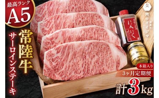 【3ヶ月定期便】常陸牛 A5 サーロインステーキ 250g×4枚 牛肉 茨城県 水戸市（DU-146）