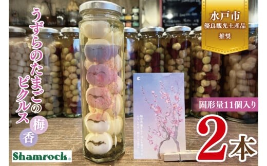 【水戸市有料観光土産品】Shamrock うずらのたまごのピクルス 梅香 ２本【赤しそ しそ ピクルス 漬物 梅 ソース 水戸市 茨城県】（FE-9）
