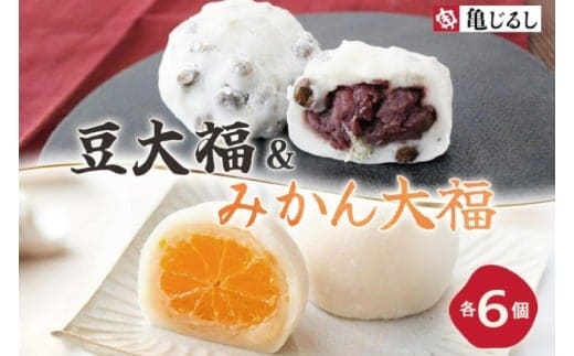 ごろごろ豆大福 ゆず香るみかん大福 各6個入り【豆大福 フルーツ 大福 餅 スイーツ あんこ みかん ゆず おやつ 手土産 メディア掲載 お取り寄せ ギフト グルメ 贈答 冷凍 亀印製菓 茨城県 水戸市】(MP-12)