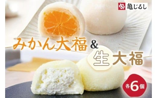 ゆず香るみかん大福 ふわふわクリーミー生大福プレーン 各6個入り【フルーツ 生大福 大福 餅 スイーツ あんこ クリーム おやつ 手土産 メディア掲載 お取り寄せ ギフト グルメ 贈答 冷凍 亀印製菓 茨城県 水戸市】(MP-15)