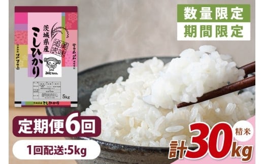 【数量限定】【令和7年産】【６ヵ月定期便】美味追求 茨城県産こしひかり 5kg×6 【定期便 お米 ごはん こしひかり 精米 おにぎり ごはん 茨城県 水戸市 30キロ】(NA-3)