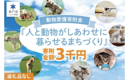 【返礼品なし】水戸市 動物愛護寄附金 Animal Welfare Donations『人と動物がしあわせに暮らせるまちづくり Creating a city where people and animals can live happily together』3000円【動物愛護 愛護活動 保護 犬 猫 いぬ ねこ 動物 ペット 応援 支援 水戸市どうぶつ愛護センター 茨城県】(LW-7)