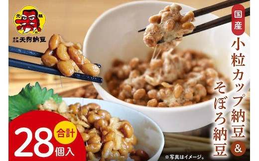 【天狗納豆】国産小粒カップ納豆（50ｇ×6個）×4箱 そぼろ納豆150ｇ×4個【納豆 なっとう 小粒 老舗 朝食 ご飯 ご家庭用 ストック ソウルフード 水戸市 水戸 茨城県】（DQ-19）