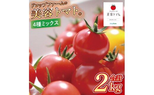 【11月～6月発送】ドロップファームの美容トマト おまかせ2kg箱(４種ミックス)【とまと フルーツトマト 野菜ソムリエ 栄養士 アイコ イエローアイコ 小鈴 フルティカ 野菜 フレッシュ 水戸市 茨城県】（CK-102）
