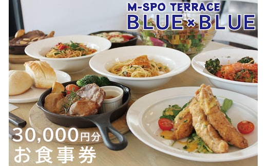 M-SPOTERRACE BLUE×BLUEお食事券3万円分 【カフェ バル グルメ BBQ 宴会 飲み会 二次会 リゾート テラス お食事 チケット 30000円分 茨城県 水戸市】（BV-2）