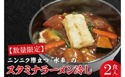【日時指定必須】ニンニク際立つ「水車」のスタミナラーメン冷し（２食入り）【ラーメン 麺 スタミナ ラーメン ご当地ラーメン ご当地グルメ 茨城県 水戸市】（FF-3）