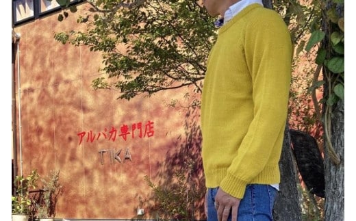 【アルパカ専門店 T'IKA】ラグランセーター・からし・男女兼用（アルパカ100％）【アパレル イエロー系 ウィメンズ 毛糸 大きめサイズ 茨城県 水戸市 ギフト プレゼント】 (AL-9)