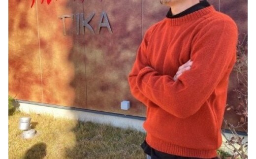 AL-11 【アルパカ専門店 T'IKA】ラグランセーター（アルパカ100％） れんがオレンジ