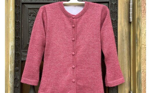 AL-13 アルパカカーディガン レディースＭ ベリーピンク（アルパカ100％）