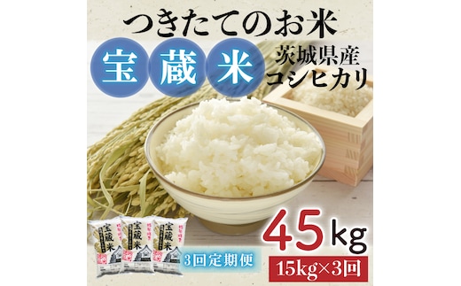 【3ヶ月定期便】【令和7年産】茨城県産コシヒカリ 宝蔵米 15kg×3回【お米 米 菊池 こしひかり つきたてのお米 食味ランキング特A評価 茨城県 水戸市】（CZ-906）