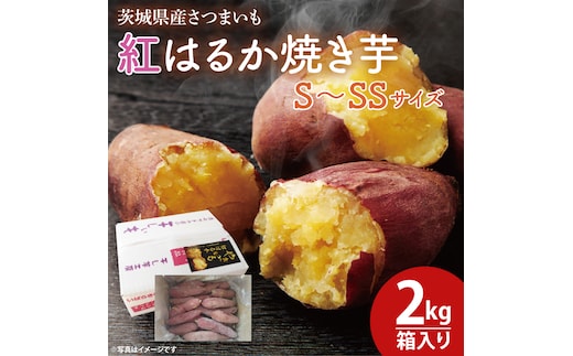 【数量限定】紅はるか焼き芋S～SSサイズ２kg箱【焼いも 焼芋 いも やきいも さつまいも 蜜芋 冷凍 紅はるか 水戸市 茨城県 10000円以内 1万円以内】（KE-1）