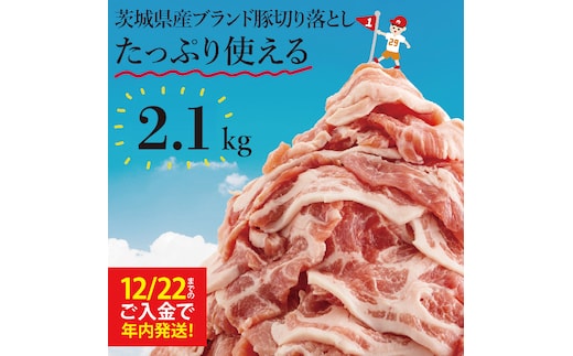 【数量限定】【12/22までのご入金で年内発送】【12月発送】茨城県ブランド豚切り落とし2.1kg (300g×7p)【肉 豚肉 切り落とし 小分け 真空 真空パック 茨城県産 肉料理 肩ロース ウデ モモ バラ 水戸市 水戸】（EC-19-12）