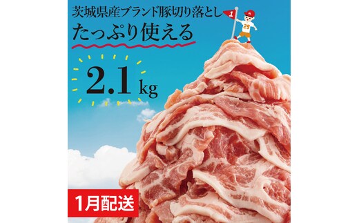【数量限定】【1月発送】茨城県ブランド豚切り落とし2.1kg (300g×7p)【肉 豚肉 切り落とし 小分け 真空 真空パック 茨城県産 肉料理 肩ロース ウデ モモ バラ 水戸市 水戸】（EC-19-1）