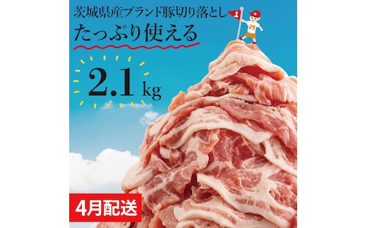【数量限定】【4月発送】茨城県ブランド豚切り落とし2.1kg (300g×7p)【肉 豚肉 切り落とし 小分け 真空 真空パック 茨城県産 肉料理 肩ロース ウデ モモ バラ 水戸市 水戸】（EC-19-4）