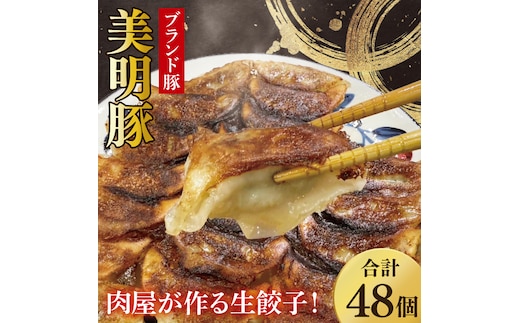 【数量限定】肉屋が作る美明豚生餃子24個入 2パック【ブランド豚 国産 焼き餃子 冷凍 ぎょうざ ギョーザ 冷凍餃子 簡単調理 惣菜 おかず 水戸市 水戸 茨城県】（MJ-5）