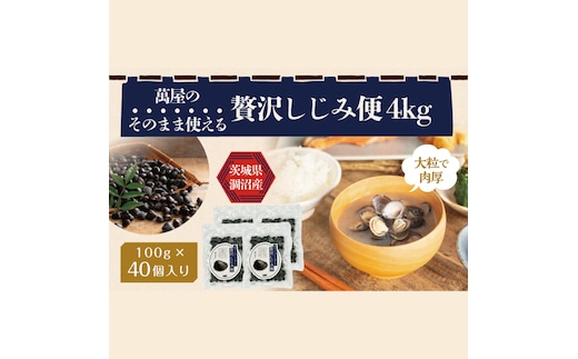 涸沼産冷凍しじみ中粒４kg（100g×40p）【シジミ 中粒しじみ 産地直送 砂抜き済み 砂抜き 小分け包装 味噌汁 みそ汁 茨城県】（CA-20）