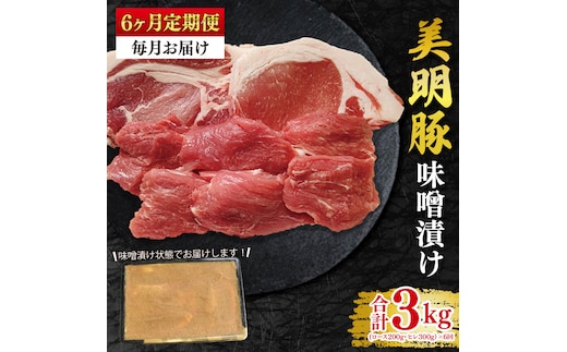【6ヶ月定期便】【美明豚】味噌漬け500g(ロース200g・ヒレ300g) 冷凍 豚肉 ブランド豚 茨城県 水戸市 食べ比べ セット商品 国産 老舗精肉店 (EK-65_2)