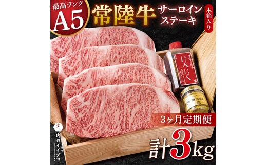【3ヶ月定期便】常陸牛 A5 サーロインステーキ 250g×4枚 牛肉 茨城県 水戸市（DU-146）