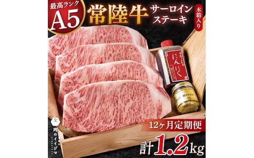 【12ヶ月定期便】常陸牛 A5 サーロインステーキ 250g×4枚 牛肉 茨城県 水戸市（DU-148）
