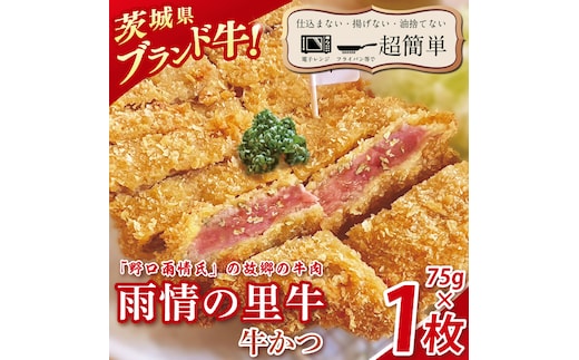 【楽ちん 冷凍牛かつ】多くの名作を残した「野口雨情氏」の故郷の牛肉「雨情の里牛」の牛かつ７５g×１枚【cookfan とんかつレストラン クックファン おかず 総菜 カツ レンチン 水戸市 水戸 茨城県】（BK-41）