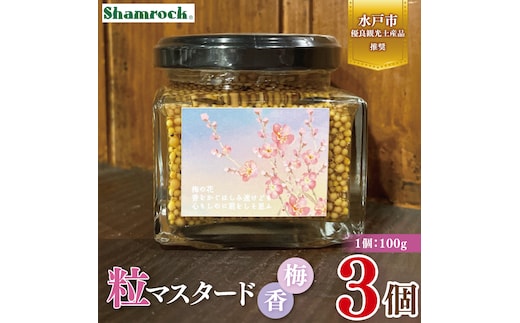 【水戸市優良観光土産品】Shamrock 粒マスタード 梅香 3個【マスタード からし 調味料 梅 紫蘇 しそ 赤じそ 水戸市 茨城県】（FE-18）