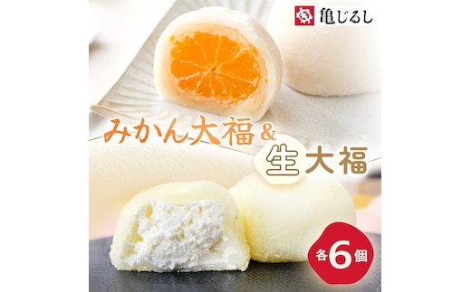ゆず香るみかん大福 ふわふわクリーミー生大福プレーン 各6個入り【フルーツ 生大福 大福 餅 スイーツ あんこ クリーム おやつ 手土産 メディア掲載 お取り寄せ ギフト グルメ 贈答 冷凍 亀印製菓 茨城県 水戸市】(MP-15)