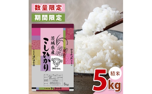 【数量限定】【令和7年産新米】美味追求 茨城県産こしひかり 5キロ 精米【お米 ごはん こしひかり おにぎり 茨城県 水戸市】(NA-1)