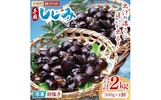 茨城県涸沼川産 だしの濃さに違いが出る！手掘しじみ（砂抜き）500g×４個（２kg）【涸沼川 シジミ オルニチン 味噌汁 スープ 茨城県 水戸市】（MS-8）