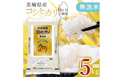 【数量限定】【6ヶ月定期便】茨城県産無洗米コシヒカリ5kg×6回 【定期便 お米 ごはん こしひかり おにぎり ごはん 茨城県 水戸市】(JB-27)