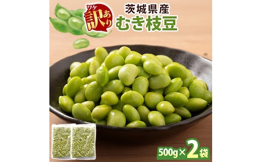 冷凍 むき枝豆 計1.0kg (500g×2袋) 茨城県産 （OE-7）