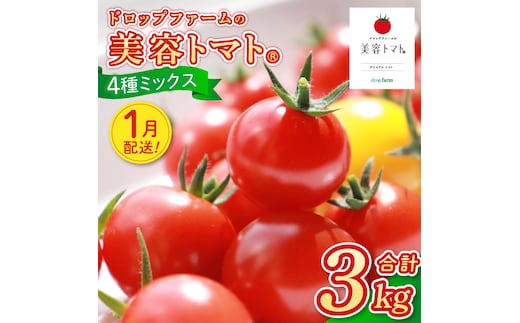 【1月配送】ドロップファームの美容トマトおまかせ3kg箱(４種ミックス）（CK-101-1）