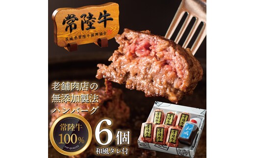 常陸牛ハンバーグ 100g 6個 無添加 手造り和風タレ リピーター続出！ 手捏ねハンバーグ 肉のイイジマ(DU-188)