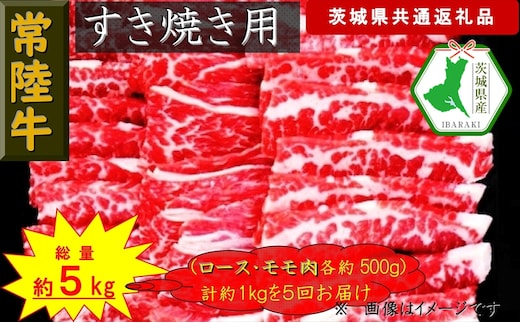 【5か月定期便】【常陸牛】すき焼き用肉 約1kg【定期便】計5回 総量約5kg（茨城県共通返礼品）【常陸牛 茨城県産 日立市】