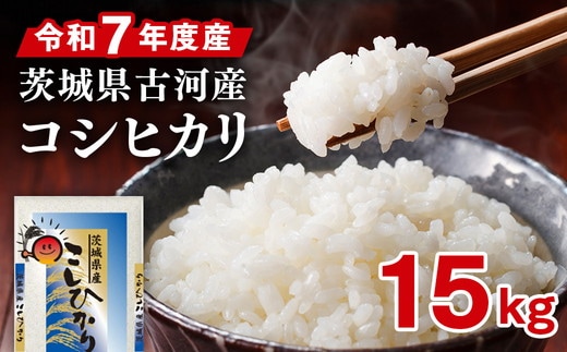 令和7年産 古河市産コシヒカリ 15kg（5kg×3袋）| 米 こめ コメ 15キロ 精米 こしひかり 単一米 国産 古河市産 茨城県産 贈答 贈り物 プレゼント 茨城県 古河市 直送 農家直送 産地直送 送料無料 ※2025年9月上旬頃より順次発送予定 _DP21