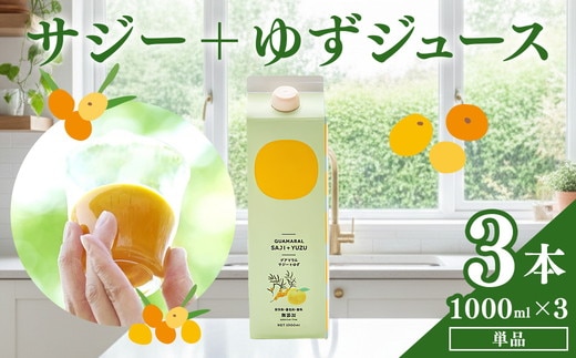 サジージュース+ゆず 1000ml×3本セット サジー シーベリー 沙棘 グアマラル 健康ドリンク 健康 美容 栄養 果汁 鉄分補給 栄養補給 健康食品_DX08