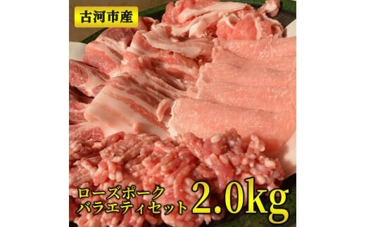 古河市産ローズポークバラエティセット2.0ｋｇ【全国銘柄食肉コンテストで最優秀賞を受賞】 | 肉 豚肉 ブランド 冷凍 BBQ 小分け 食べ比べ 食べくらべ ロース 肩ロース ひき肉 切り落とし セット商品 焼肉 ハンバーグ 詰め合わせ ギフト 贈答 贈り物 お中元 お歳暮 プレゼント 茨城県 古河市 直送 産地直送 _AD01