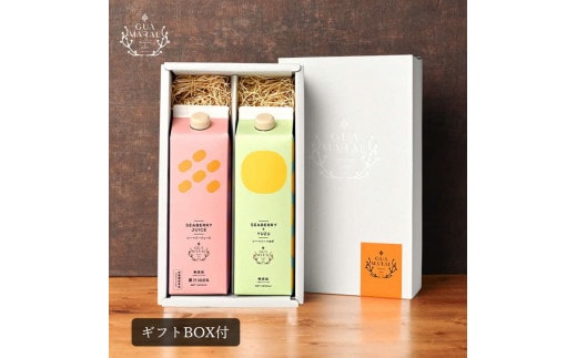 サジージュース 100%と+ゆず 1000ml×各1本セット（計2本）［ギフト用］サジー シーベリー 沙棘 グアマラル 健康ドリンク 健康 美容 栄養 果汁 鉄分補給 栄養補給 健康食品 ギフトBOX入り ギフト用_DX13