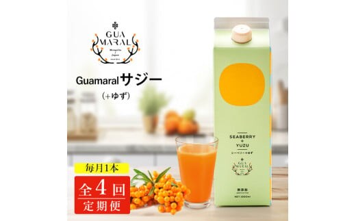 【定期便4カ月】サジー グアマラルサジー＋ゆず 1000ml 毎月1本4カ月コース｜サジージュース サジー シーベリー 沙棘 グアマラル 健康ドリンク 健康 美容 栄養 果汁 鉄分補給 栄養補給 健康食品 ギフト 贈答 贈り物 プレゼント お祝 ご褒美 記念日 記念品 お中元 お歳暮 _DX24