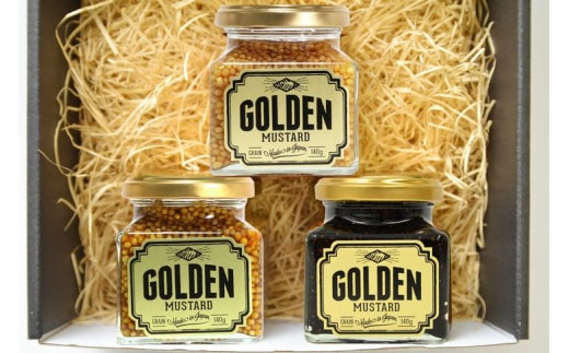 ゴールデンマスタード ギフトBOX3点セット（ゴールド・ブラック・マーレ）各140g ｜ 調味料 マスタード からし 洋からし おいしい ギフト 贈答 贈り物 プレゼント 記念日 記念品 ご褒美 お祝 お中元 お歳暮 詰め合わせ 食べ比べ 茨城県 古河市 _DS01