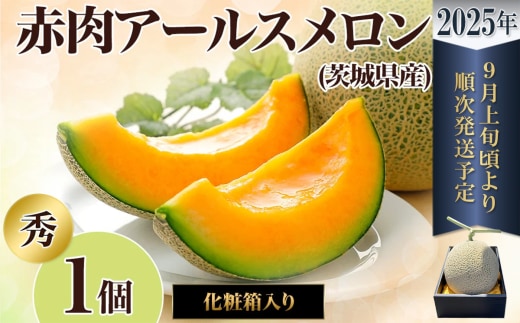 【先行予約】茨城県産アールスメロン「赤」【秀品】1個【2026年9月上旬～10月上旬ごろ発送予定】【 国産メロン 茨城県産メロン メロンの王様 高級メロン めろん 果物 くだもの フルーツ 季節限定 人気 贈り物 お取り寄せ プレゼント 厳選 デザート マスクメロン ムスク マスク 】