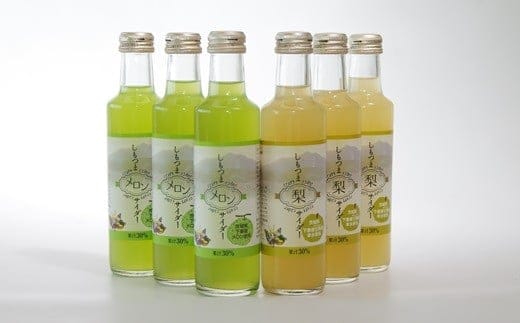 しもつまクラフトサイダー（梨・メロン）【6本入り】【 果汁 フルーツ 果物 飲料 ドリンク 炭酸 200ml プレゼント お中元 お歳暮 】