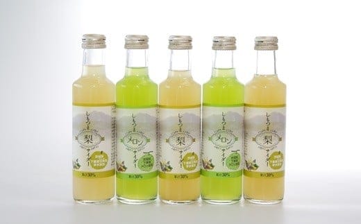しもつまクラフトサイダー（梨・メロン）【5本入り】【 果汁 フルーツ 果物 飲料 ドリンク 炭酸 200ml プレゼント お中元 お歳暮 】