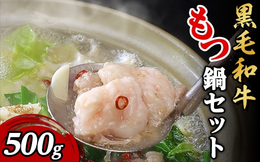 黒毛和牛もつ鍋セット500g【 国産 スープ 脂 おかず 冷凍 人気 お取り寄せ モツ鍋 茨城県下妻市 】