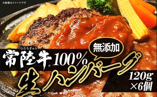 生ハンバーグ120g×6個【常陸牛】100％【 牛肉 牛 肉 はんばーぐ 無添加 ブランド牛 冷凍 ブランド 人気 おすすめ 国産 黒毛和牛 】